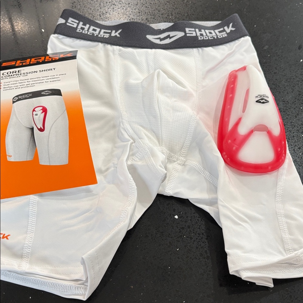 Shock Doctor Kids White Compression Shorts